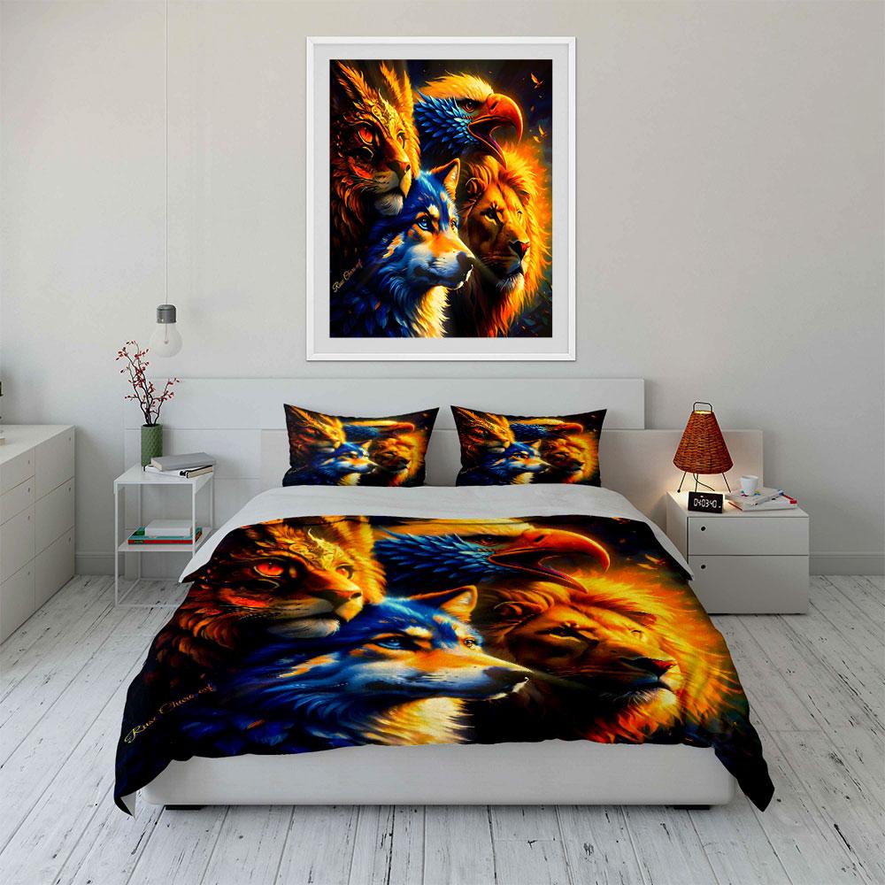 "Majestic fiery guardians united." Bedding sets Duvet covers Pillowcases(1* Duvet Cover 2* Pillowcases without duvet insert)