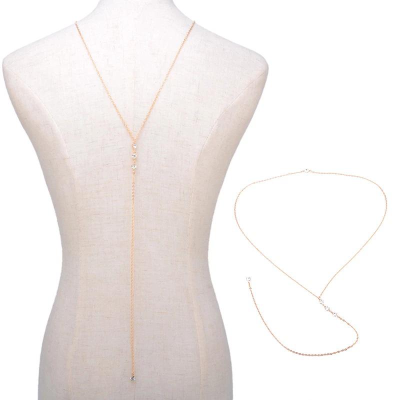 Изысканное ожерелье-бодичейн со стразами и открытой спиной для женщин