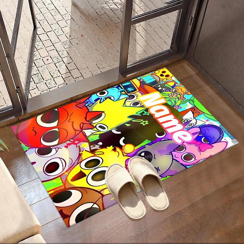 Custom Name Personalized Sprunki Game Print Carpet, Versatile Home Decor Rug, for Playroom, Apartment, Balcony, Entryway, Hallway Gift