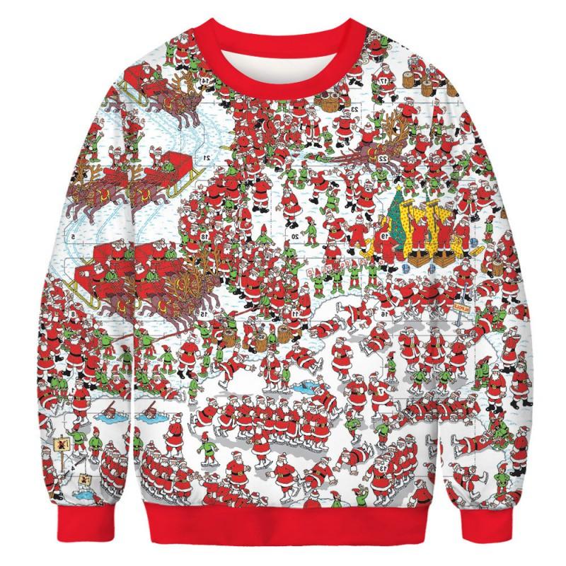 Grinch Christmas Cartoon Hoodie Unisex Long Sleeve Crewneck Sweatshirt Teens Casual Print Top