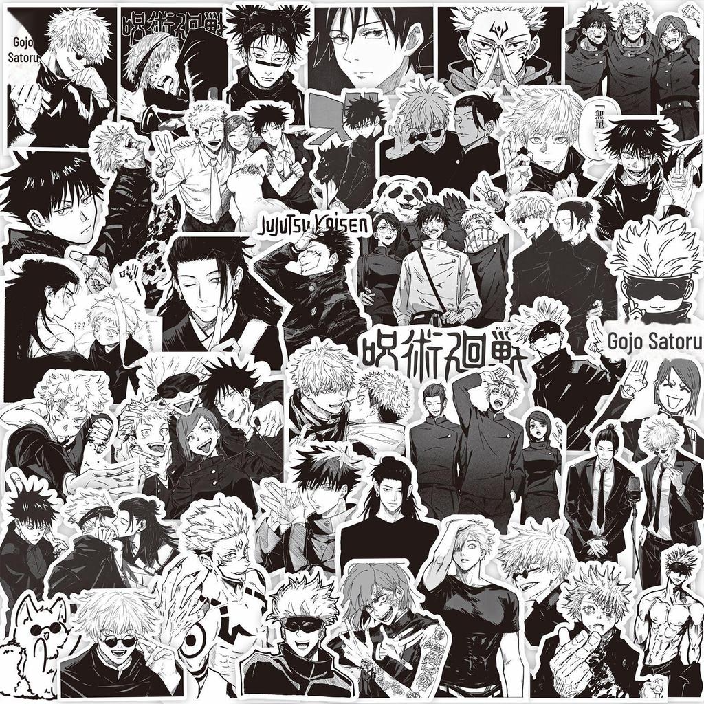 1000 черно-белых аниме-наклеек: Demon Slayer, One Piece и многое другое для украшения блокнота