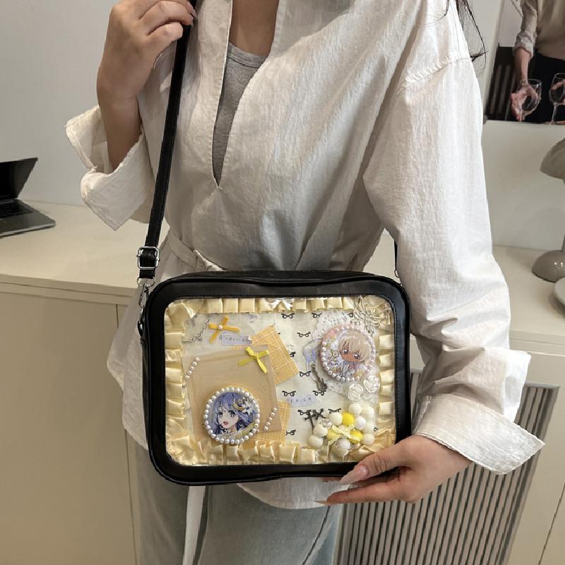 Solid Large Color Capacity Women Shoulder Bag With Compartment Transparent