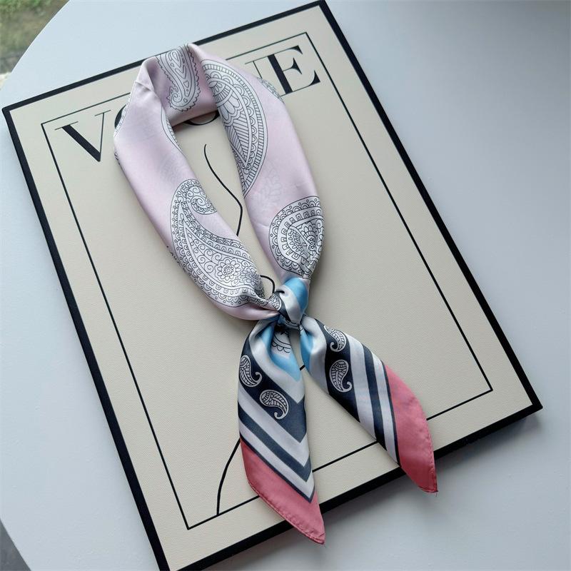 New Hundred Hundred Satin Letter Print Neckerchief 70×70 Silk Scarf Small Square Scarf High Sense of French Scarf