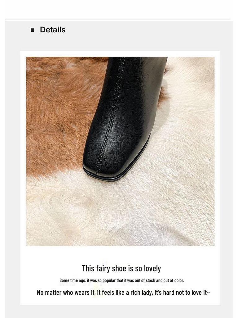 Женские ботильоны на массивном каблуке - 2025 Французский плюшевый теплый, нескользящий, увеличивающий рост, стройнящий стиль Мартин для осени/зимы