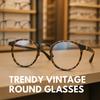 1pc Tortoise Brown Full Rim Round Blue Light Glasses for Women Men Fashion Retro Circle Frame Computer Eyeglasses Anti Eyestrain