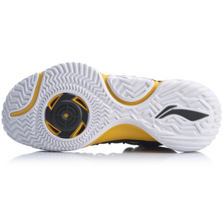 Li Ning Storm 1 Модные износостойкие дышащие баскетбольные кроссовки средней высоты Мужские Черно-желтые ABAP073-4