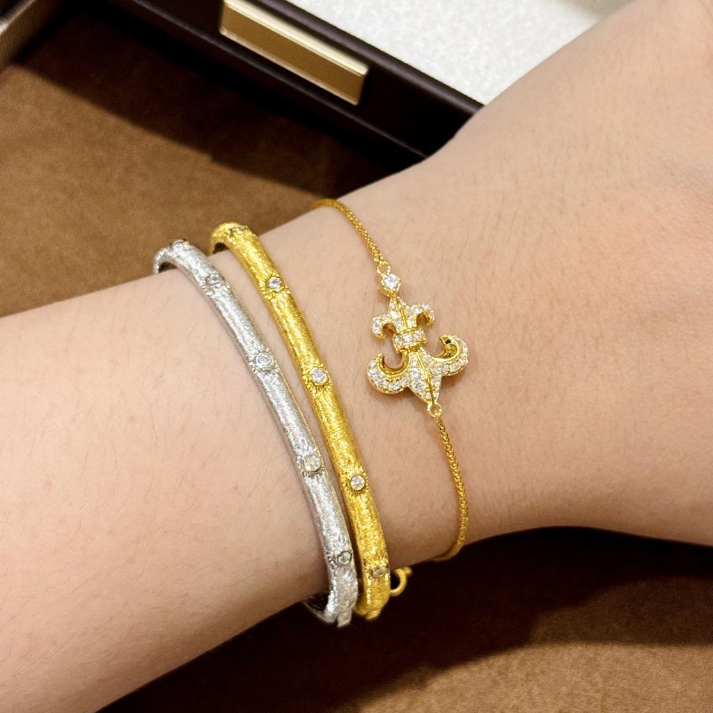 Exquisite Ten Diamond Brushed Bracelet Handmade Brushed Polishing S925 Pure Silver Micro Inlaid Craftsmanship 18K Gold Plating Material Unisex