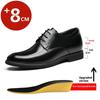 Man Cow Leather Formal Dress Shoes 6cm/8cm Height Increase Hidden Elevator Shoes Soft Comfortable Lace-Up Office Business Shoes