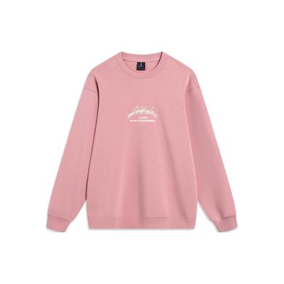 Li-Ning Wade Series Back Duckbill Cap Letter Print Pullover Long Sleeve Sweatshirt Men sweatshirt Sumei-Pink AWDT493-7