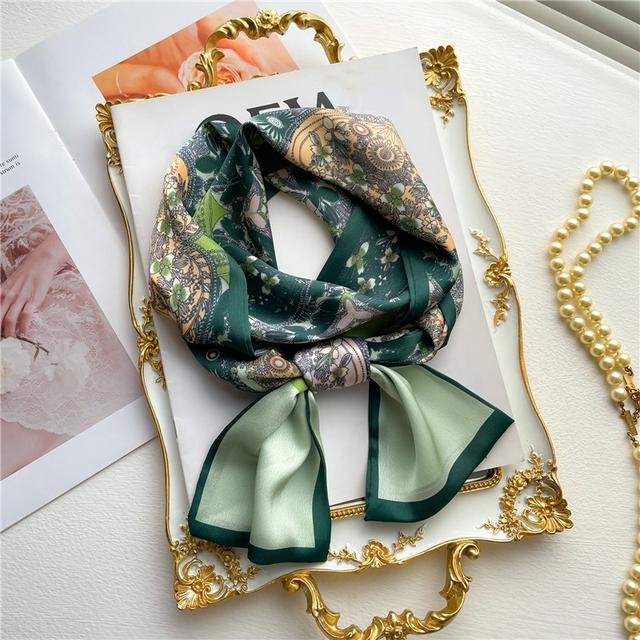 Silk Ribbon Scarf Satin Headkerchief Luxury Long Hair Hand Design Fashion Print Wrist Foulard Bandana Neck Tie Scarves