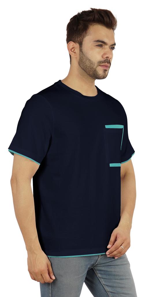 Inkmeso Мужские футболки с круглым вырезом, повседневные базовые рубашки с коротким рукавом и накладным карманом