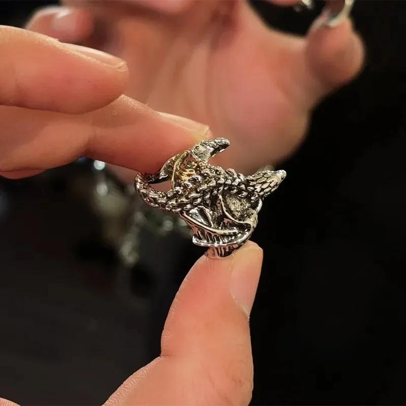 Black Dragon Rings Men Adjustable Exquisite Retro Alloy Rings Daily Versatile Simple Rings Fashion Jewelry Accessory Party Gifts