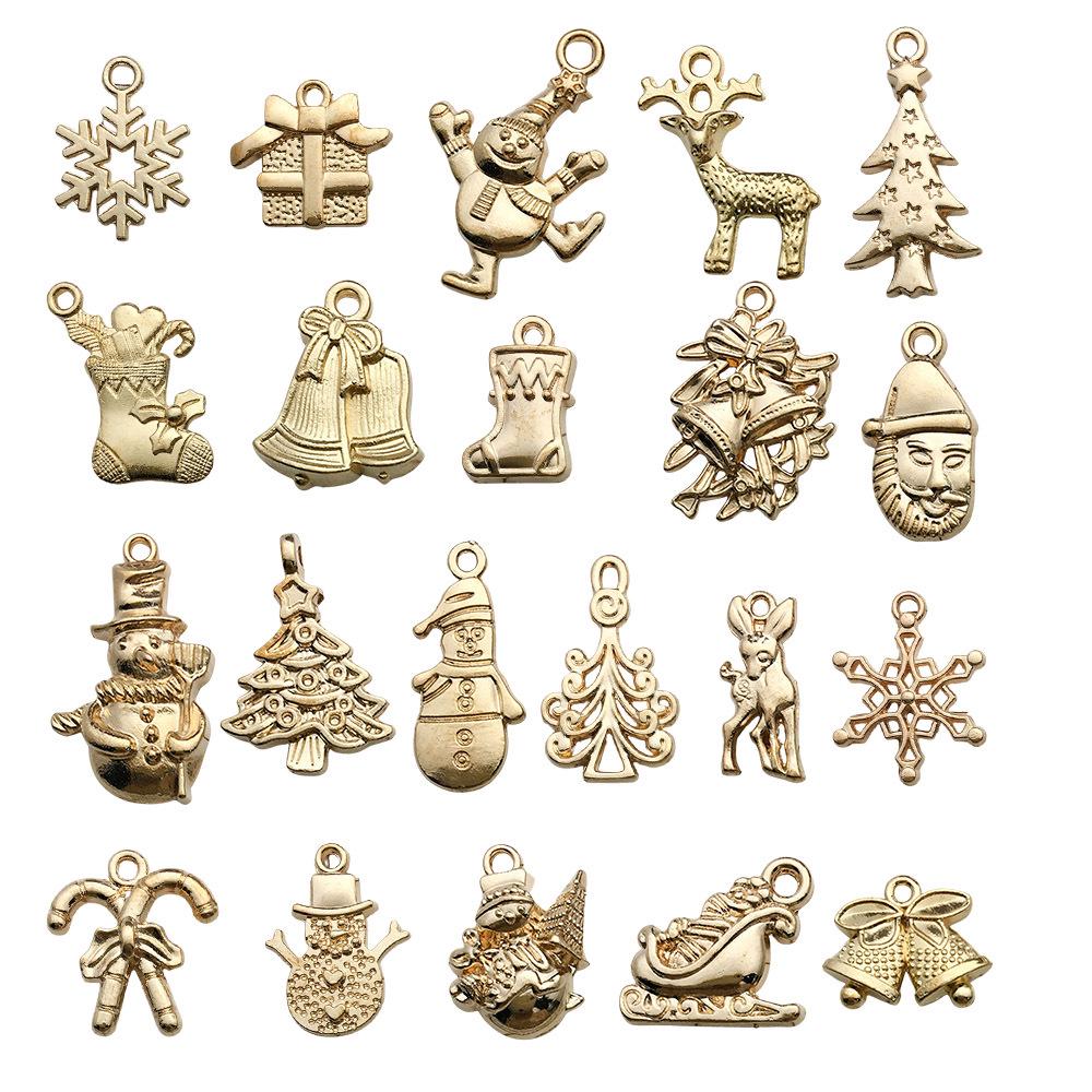 50-Piece Christmas Alloy Enamel Charms Set: Mixed Style DIY Pendants and Dangle Charms.