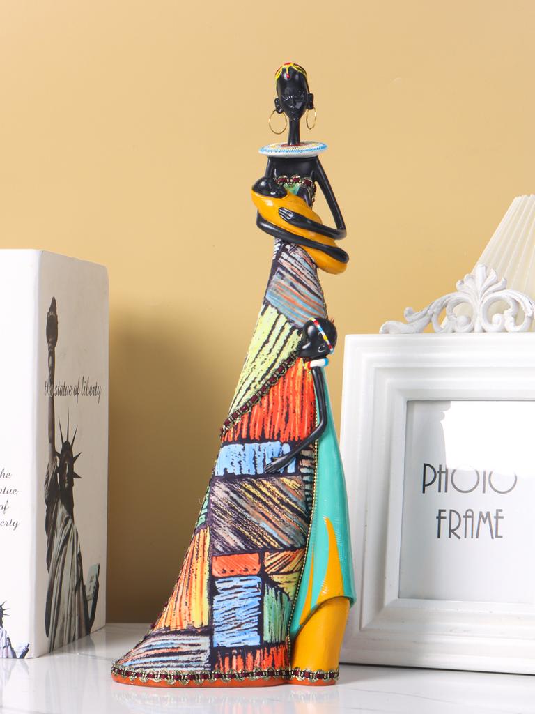 "Milky Bond" Африканская мать из смолы, статуэтка, кормящая младенца, скульптура с племенными узорами, декор для спальни, гостиной, дома