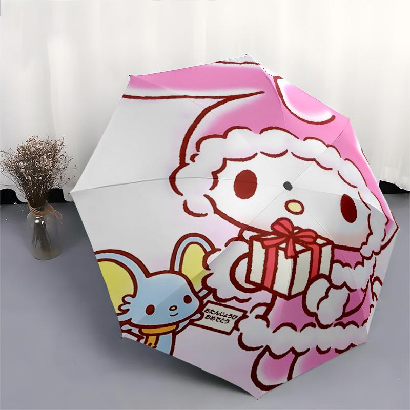 1pc My Melody & Little My Automatic Opening/Closing Umbrella with 3-Fold Design, Iron Frame, Outdoor Use, Festival Gift for Fans, Travelers, Daily Use
