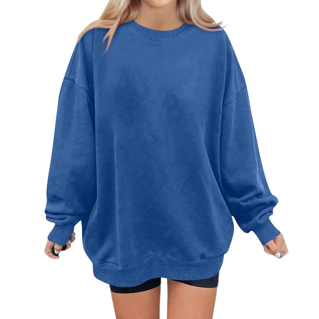 Женская модная повседневная однотонная толстовка с длинным рукавом