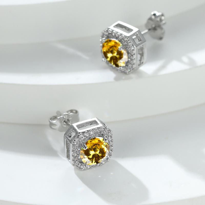 Hot-selling crystal zircon stud earrings slightly inlaid with white diamonds, fashionable and simple earrings for women