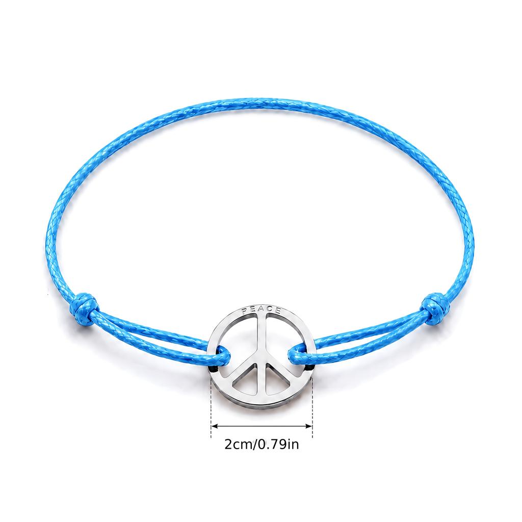 Peace Symbol Anti-War Peace Sign Hand Rope, Adjustable Wax Rope Hand Rope, Niche All-Match Friend Hand Rope