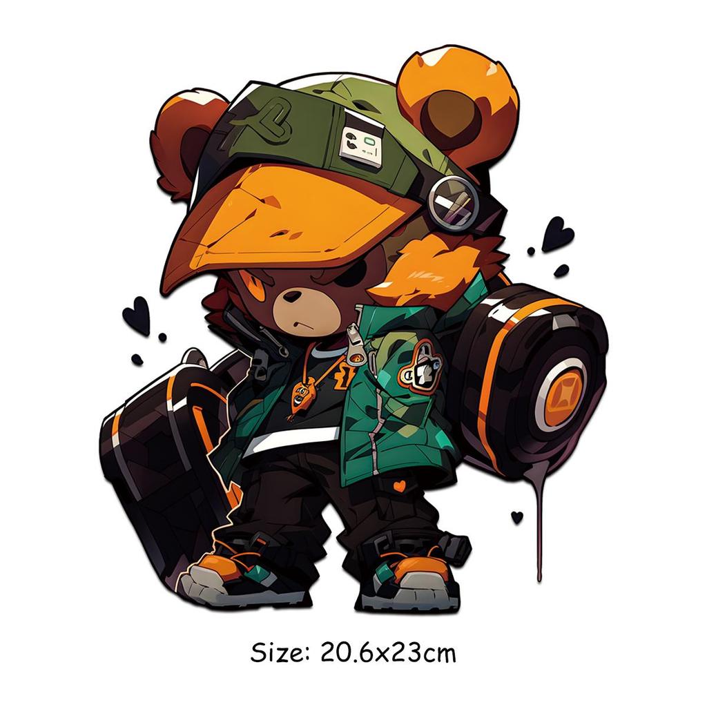 Hiphop Bears Patch For Clothes Iron On Fabric Stickers Washable New Heat Transfer Garment Accessory Diy Heat Transfer