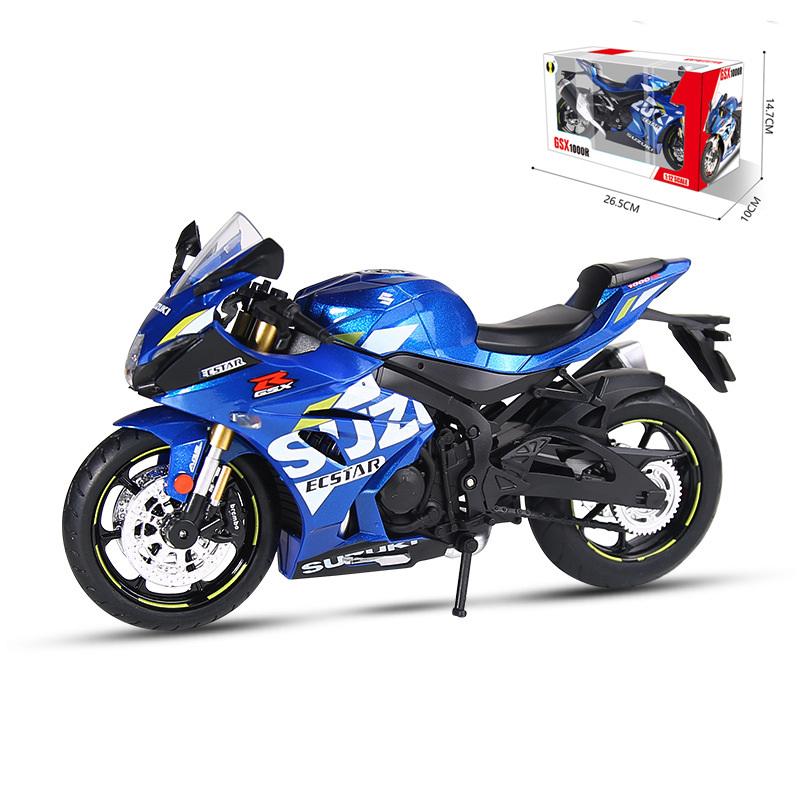 1/12 Suzuki GSX-R1000R Alloy Sports Motorcycle Model Diecast Toy Street Cross-Country Motorcycle Model Sound and Light Kids Gift