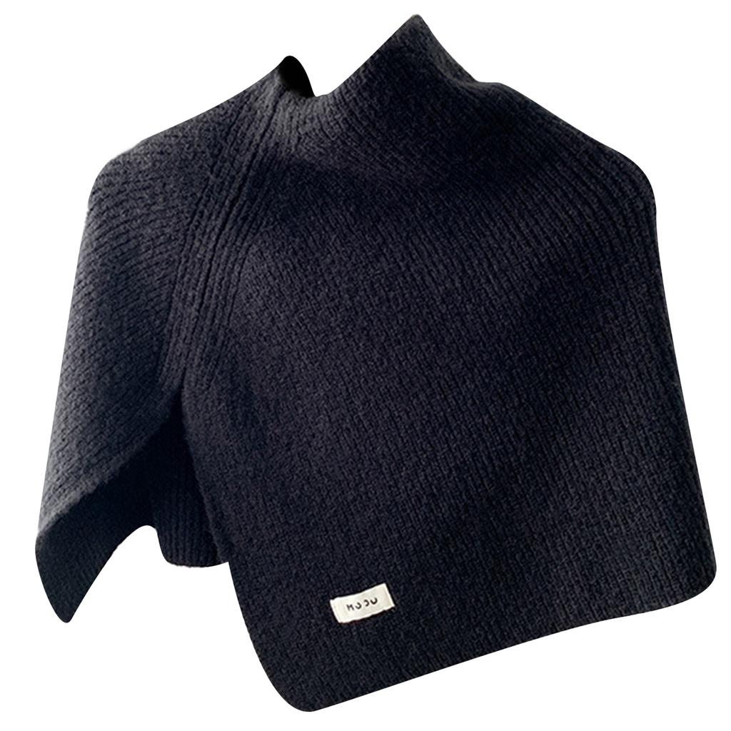 Warm Fashion Shawl Slit Turtleneck Women Winter Scarf Shoulder Wrap Thickened Solid Color Oversized Capelet Ponchos