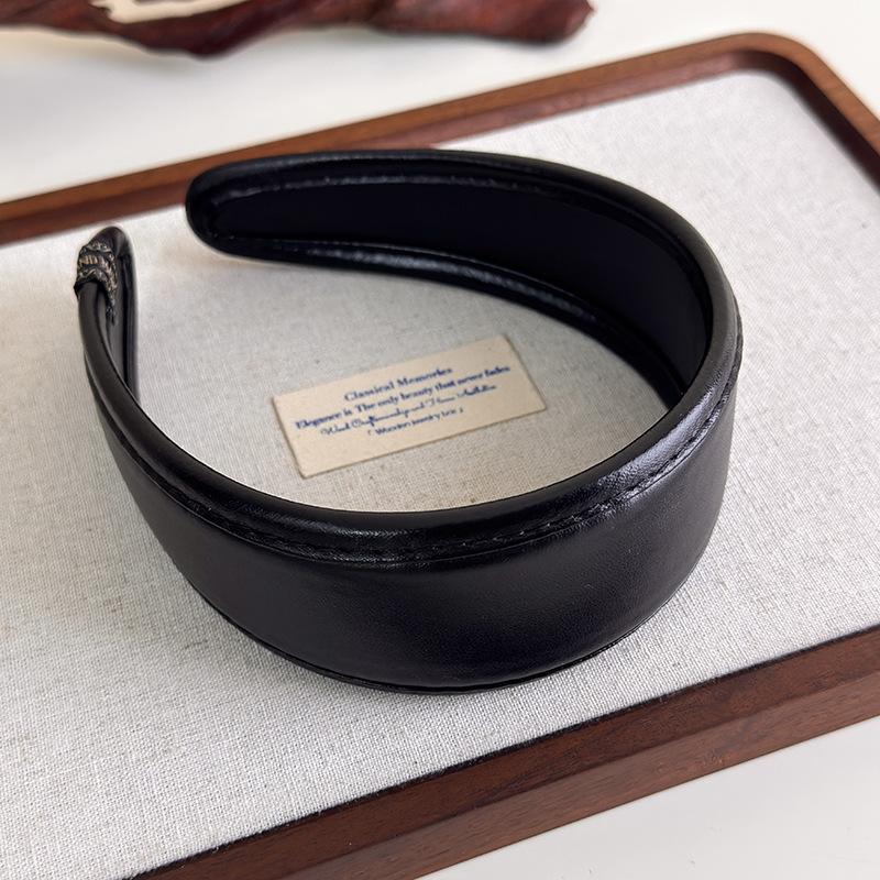 Обруч для волос во французском стиле, ретро кожаные широкие повязки на голову, женская повязка на голову, женский головной убор для умывания и макияжа, аксессуары для волос