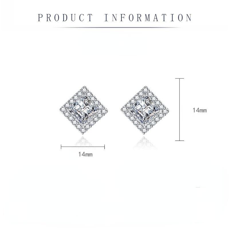 BELLA BOX S925 Серебряные серьги-гвоздики с иглами, женские корейские версии, микроинкрустированные цирконом, квадратные бриллианты, модные красочные желтые бриллианты