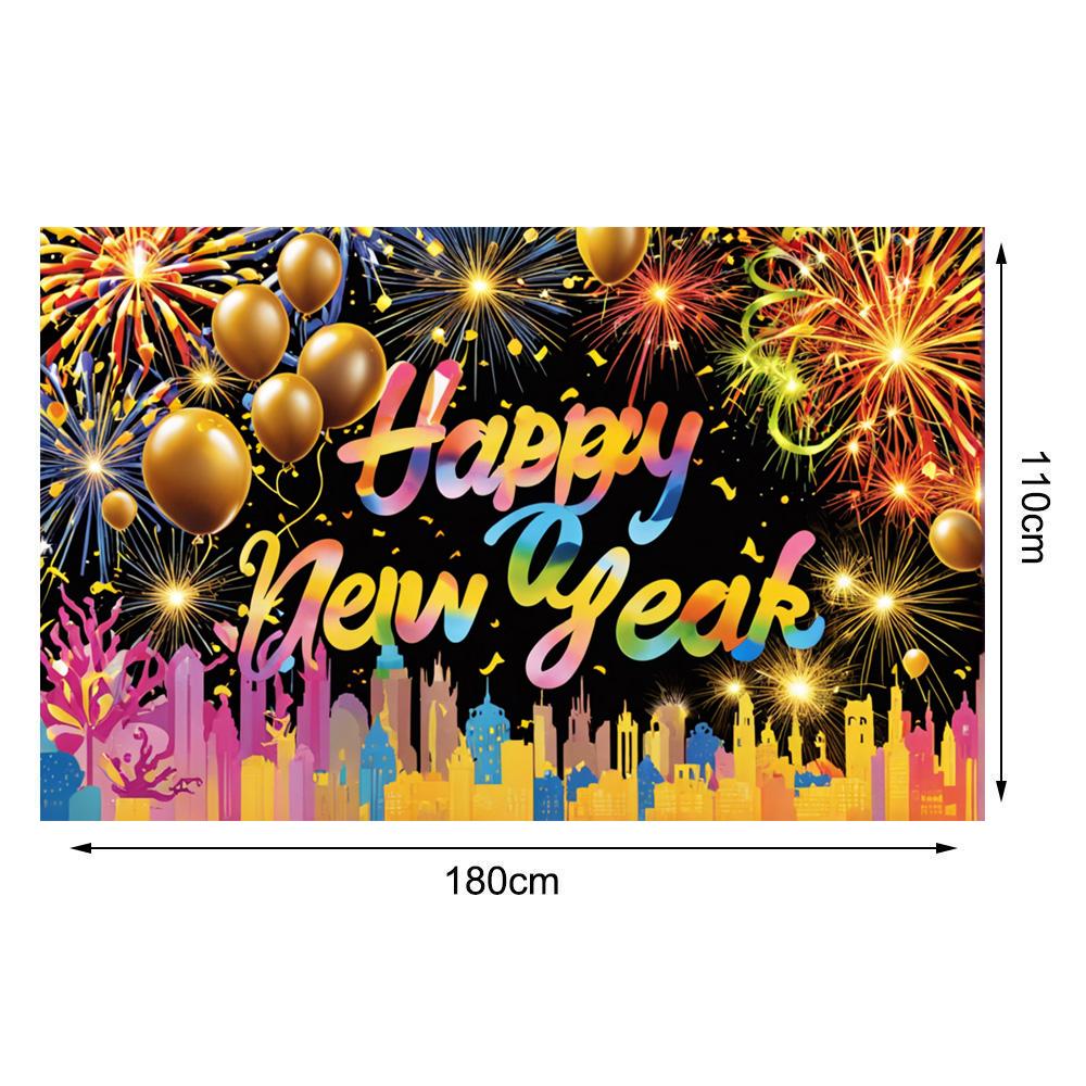2025 Новогодняя вечеринка Фон Ткань Красочный городской фейерверк Баннер Главная 2025 Новогодняя вечеринка Украшение Баннер Подвесная ткань