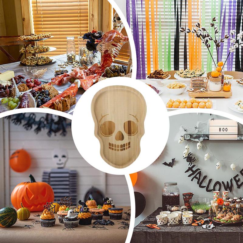 Деревянный декоративный поднос Декоративный сервировочный поднос Блюдо Элементы Хэллоуина Поднос для хлеба Мясо Сыр Печенье И Пицца