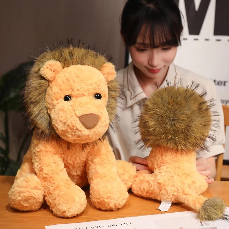 23/35см Животное лугов Король Лев Мягкая игрушка Милая пушистая плюшевая игрушка Лев-самец Подушка для обнимания Прекрасный подарок на день рождения для мальчика Рождественский подарок
