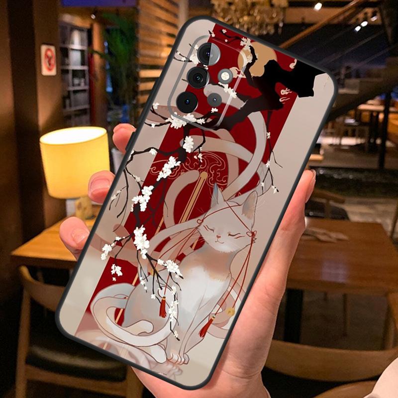 Китсунэ Лиса Японское Искусство Чехол для Телефона Для Samsung A51 A71 A50 A70 A13 A23 A33 A53 A12 A22 A32 A42 A52 A54 A34 A14 Обложка