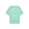 Li Ning Badfive Series Cartoon Letter Print Loose Round Neck Short Sleeve T-Shirt Women Tops Ice-Green AHSS740-2
