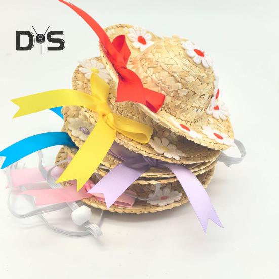 Мини-соломенные шляпы Миниатюрная соломенная шляпа ручной работы Вязаная ковбойская шляпа Кукольный домик Аксессуары для кукол Поделки Крыльцо Гусь