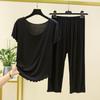 Women's Summer Homewear Suit Can Be Worn Outside Loose Short-sleeved T-shirt + Seven Pants Soft Thin Two-piece Set