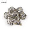 7 Pcs Silver Golden Squid Metal Dice Hollow Metal Polyhedral Dice Set Suitable for Role-Playing RPG  Board Game Card Game