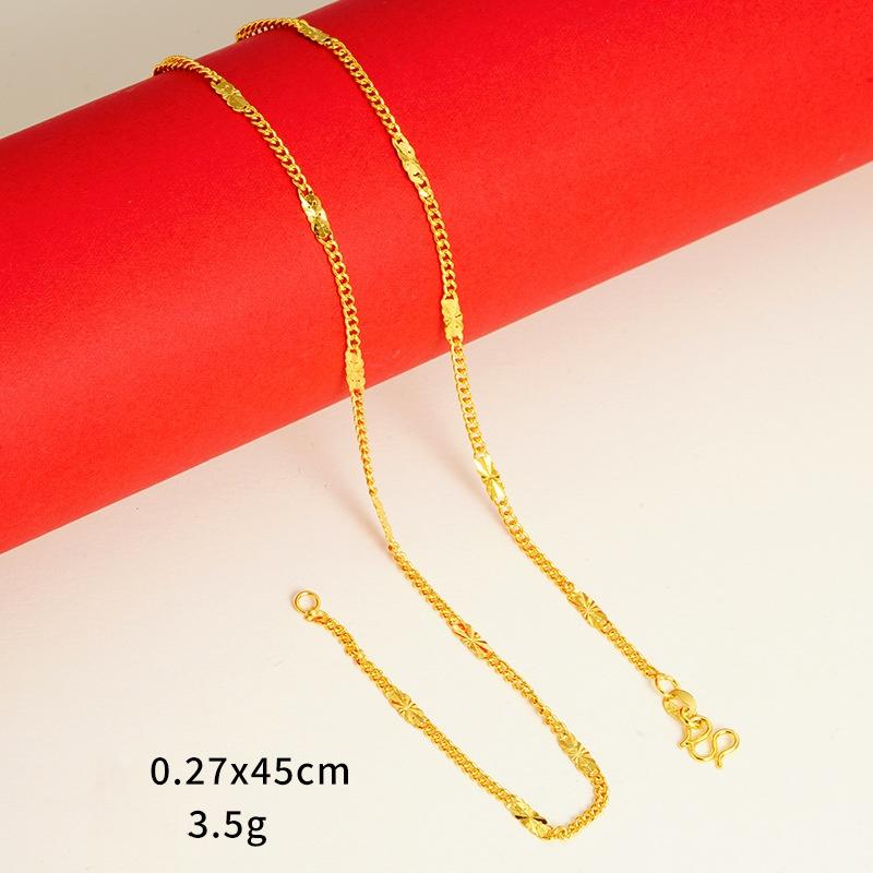 Ювелирные изделия из золотого песка для женщин, долговечная стойкость цвета, высококачественные аксессуары для ключичной цепи Niche, имитация золотой цепи