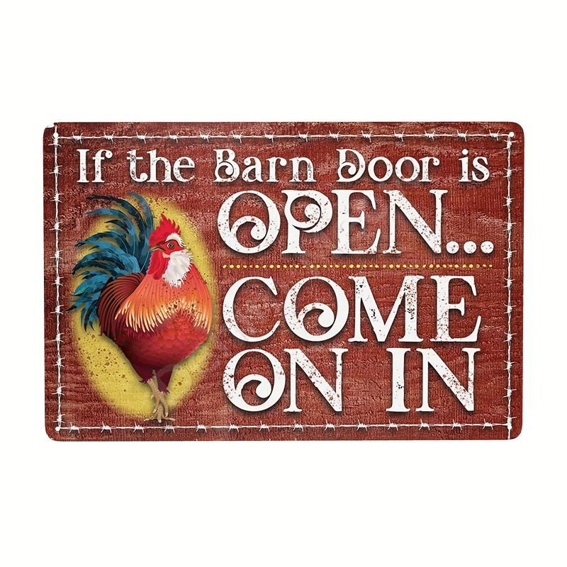 Welcome to Our Chicken Coop Retro Metal Sign Caution Area Wall Art Crazy Chicken Lady Vintage Kitchen Farmhouse Decor