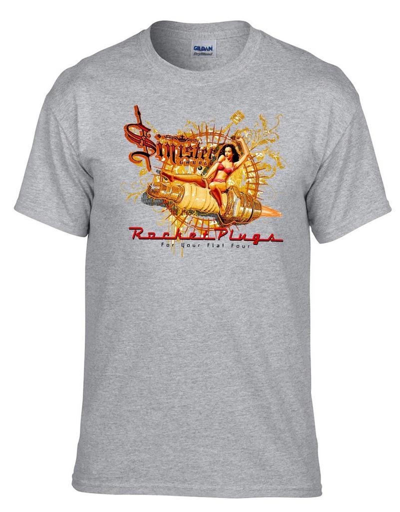 Vintage Rockabilly Pin Up 50s Retro Rocket HotRod Garage Grey T-Shirt -299_Grey-