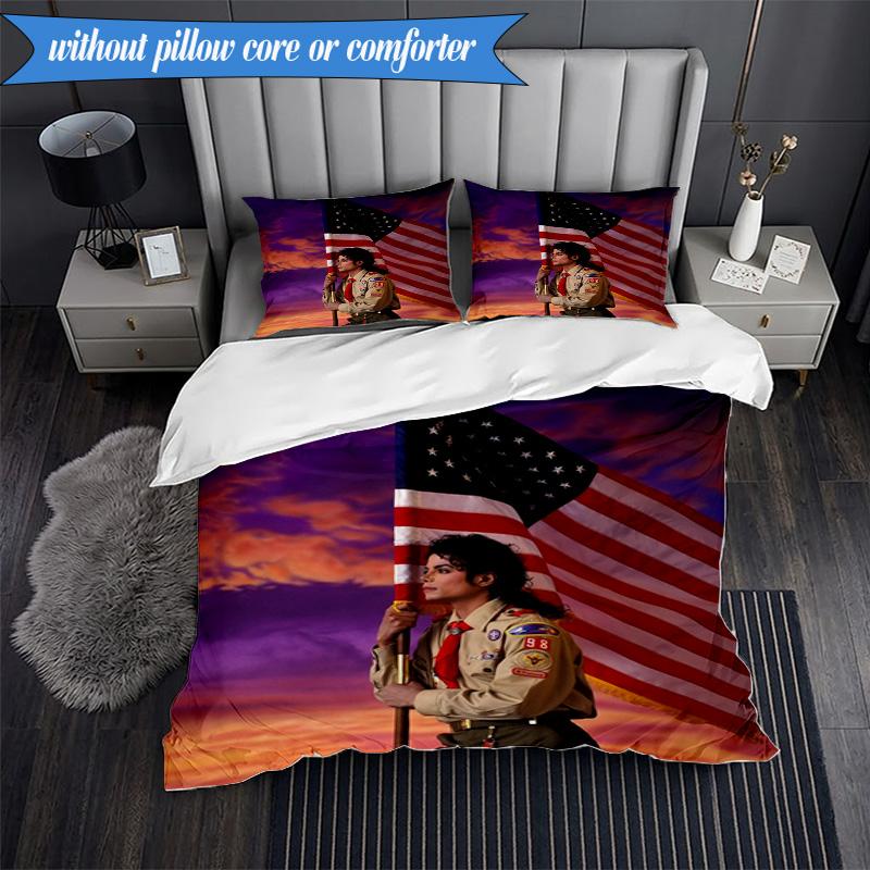 Metallic Hair Style Michael muisc 3pcs K-pop music group Bedding set,Ideal for Bedroom, Dormitory,Including Duvet Cover And 2pcs Pillowcases,Fan gift