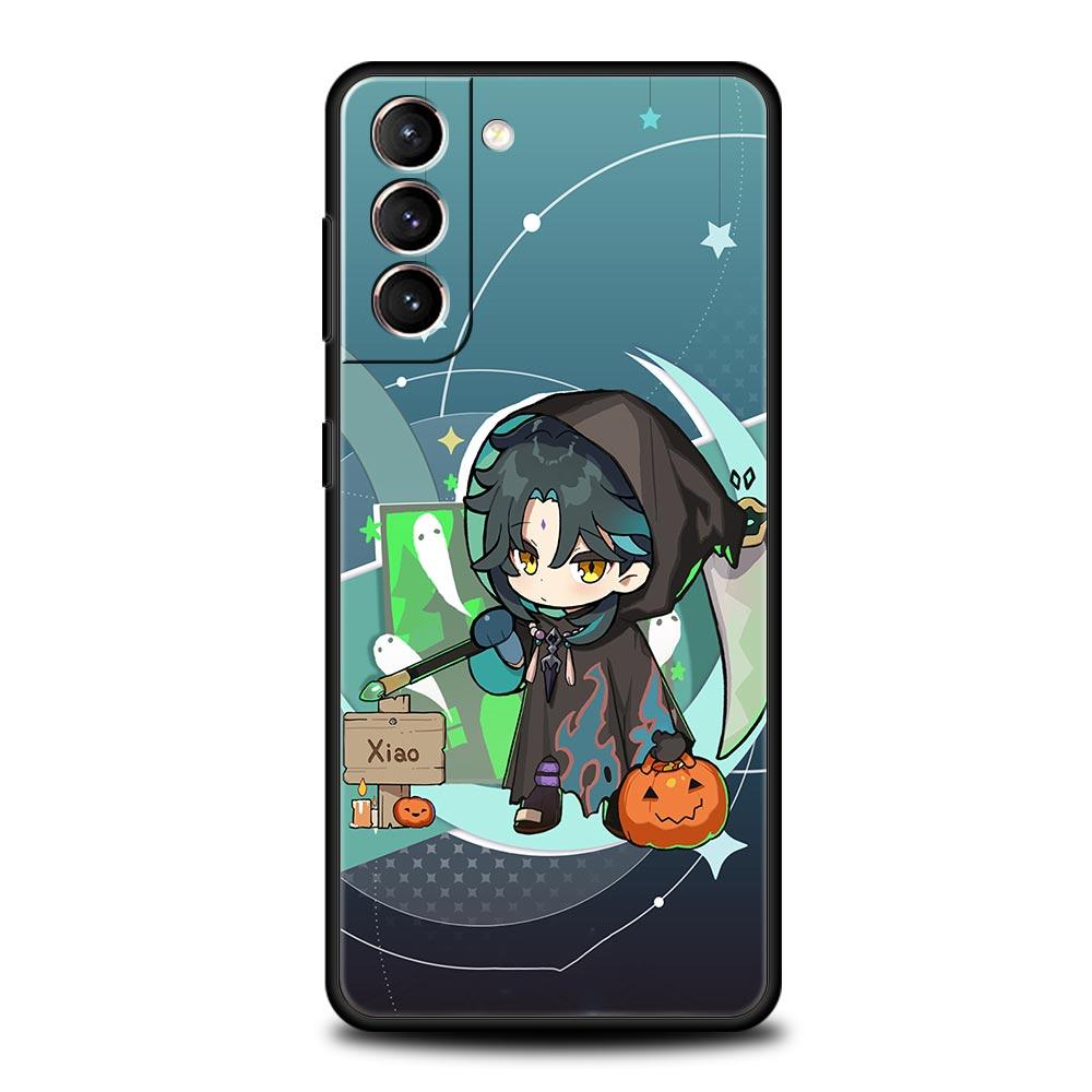 Милый Genshin impact xiao Для Samsung Galaxy S22 Ultra S20 S21 FE 5G S10 S9 Plus S10E S8 Чехол для телефона Note 10 Lite 20 Черная крышка