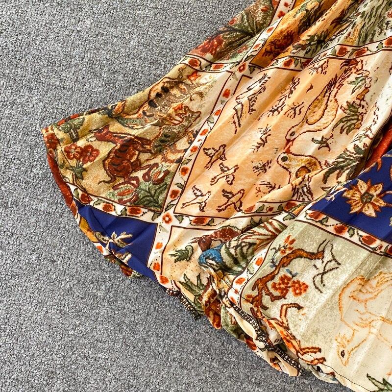 RUGOD 2024 весеннее свободное тонкое атласное однобортное плиссированное платье с круглым вырезом и длинными рукавами, элегантное легкое экстравагантное длинное платье