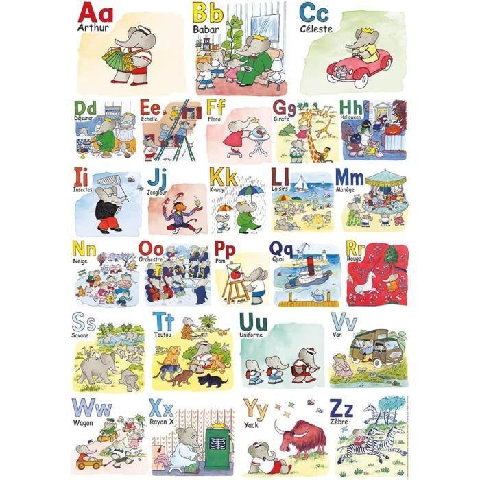 1000 Piece Puzzle Babar's ABCs - Adults and Children from 12 Years Old - My Heroes Collection - 87364 - Nathan