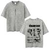 Anime Vagabond Miyamoto Musashi Washed Vintage T Shirt Men's Women Manga Casual Oversized T-shirts Male Fashion Retro Streetwear