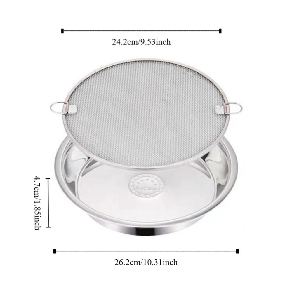 With Drainer Net Stainless Steel Oil Drain Pan Double-ear Handle Snack Serving Dish Kitchen