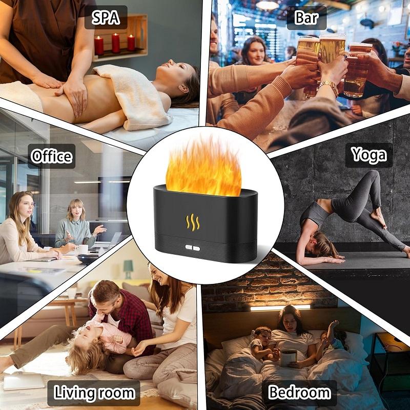 Увлажнитель с ароматом, интеллектуальный увлажнитель воздуха с эффектом танцующего пламени, два режима яркости, бытовой диффузор эфирных масел