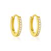 Mini Sleek Pavé Huggie Hoop Earrings - Sterling Silver Yellow Plated