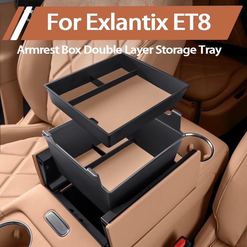 For Esteo Exlantix ET8 Exeed ET8 2026 2027 Center Console Armrest Box Double Layer Storage Box Divided Organizer