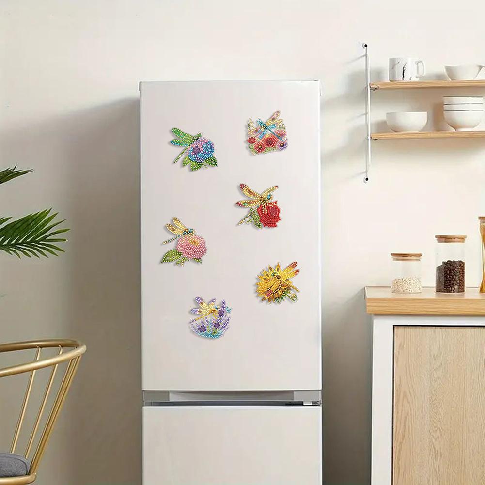 6Pcs Fridge Magnets Diamond Art Diamond Painting Kits DIY Diamond Art Refrigerator Magnets DIY Art Crafts for Adults Beginners