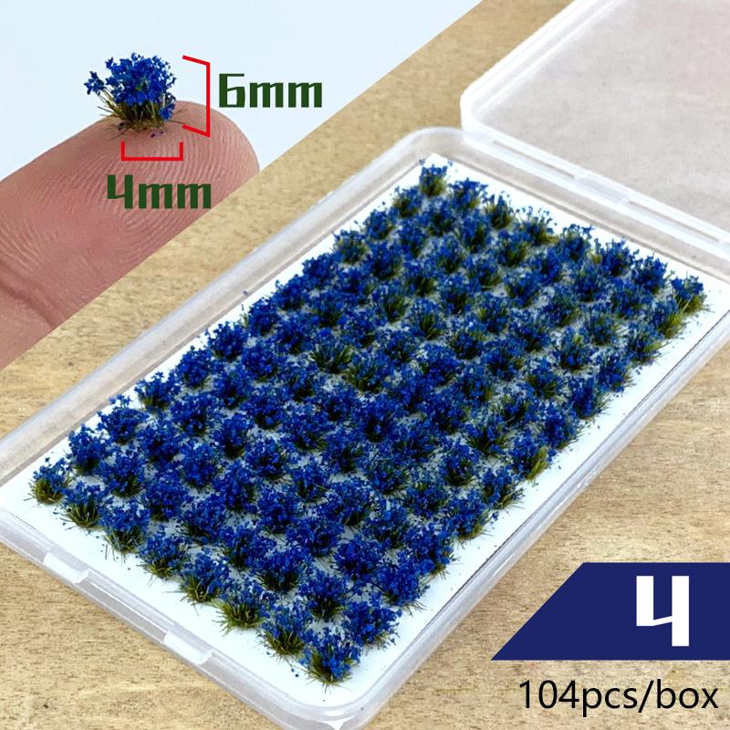 104pcs/box Static Grass Tuft Model Grass Tufts Terrain Model Kit Static Scenery Model Miniature Shrubs Bushes