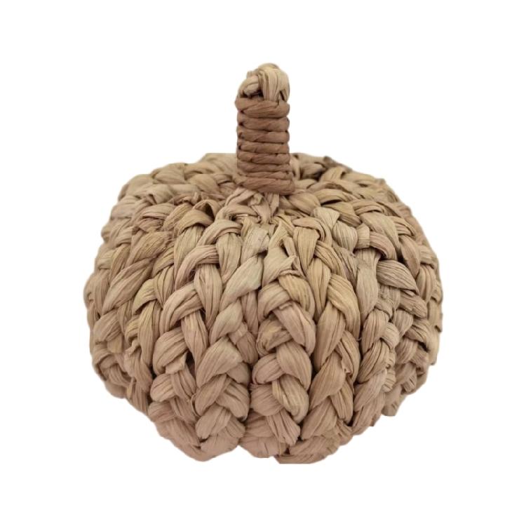 Thanksgiving Pumpkins Decors Accent, Woven Farmhouses Tabletop Ornament with Natural Braided Texture for Shelf and Harvest Styling